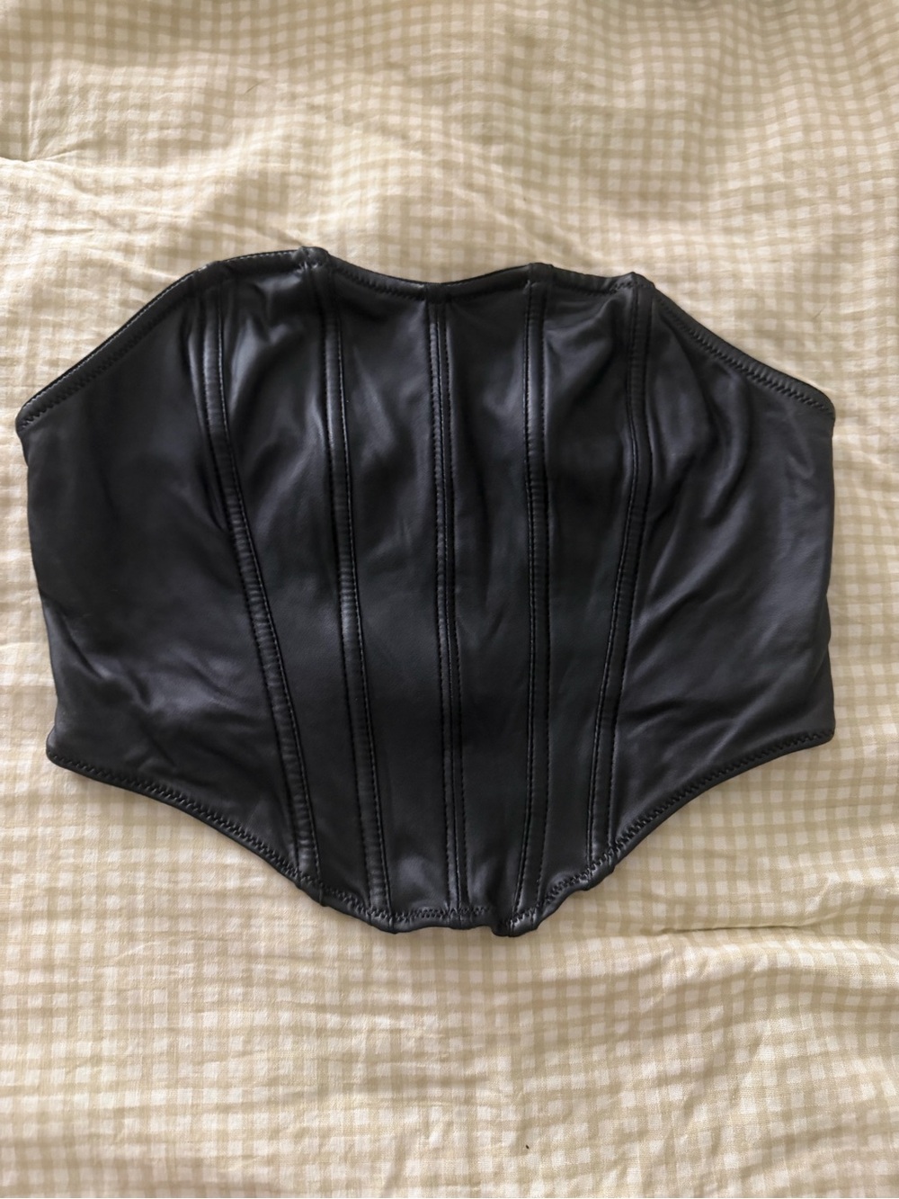 SHEIN Black Faux Leather Corset Top